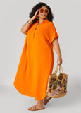 Plus Size Textured Maxi Shirtdress
