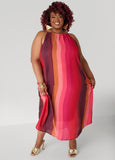 Plus Size A Line Dress Striped Summer Maxi Dress Fit Flare Dress