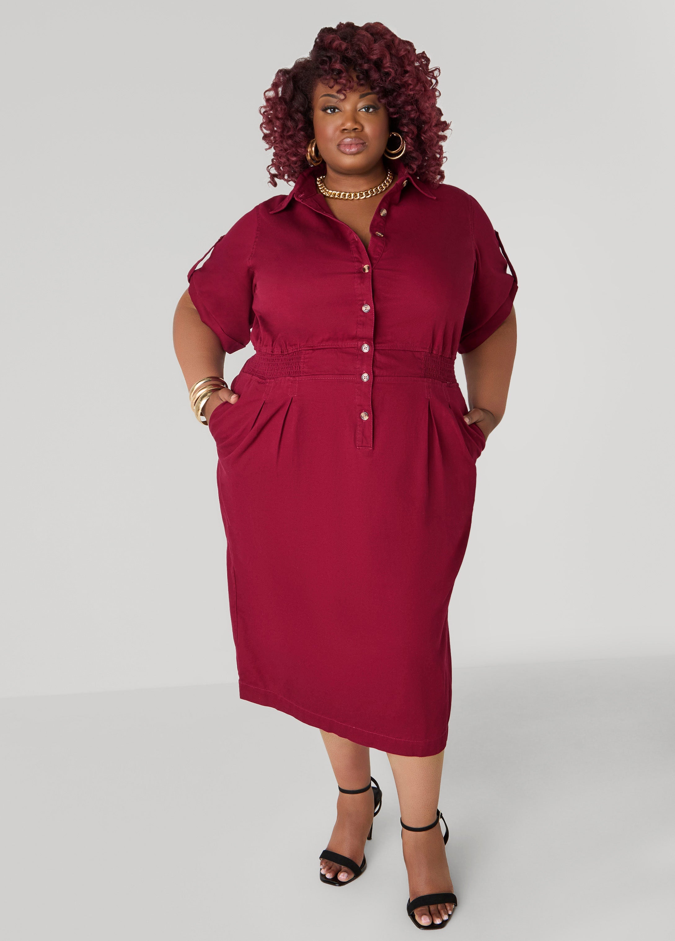 Plus Size Red Denim Dress Plus Size Jean Dress Plus Size Cotton Dress