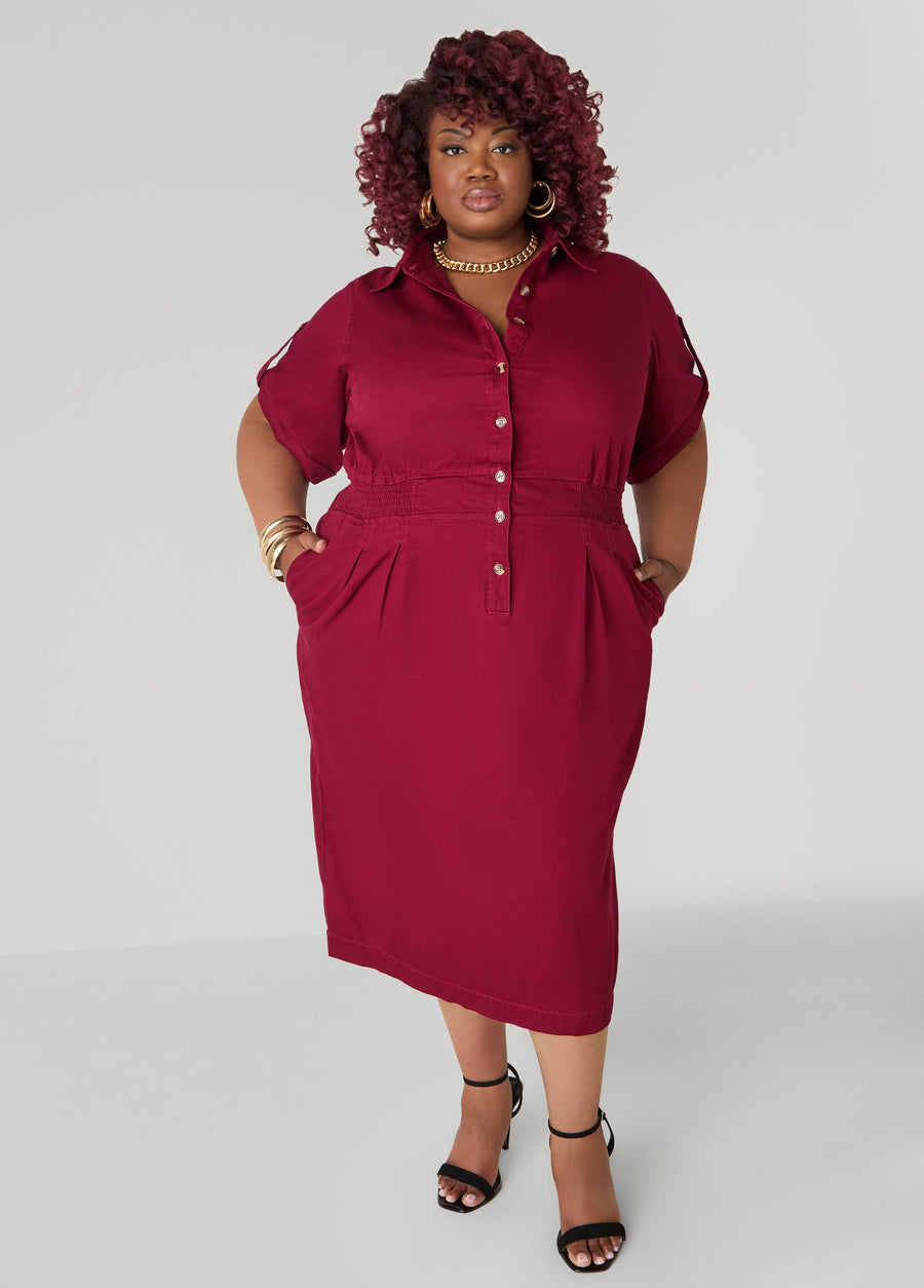 Plus Size Red Denim Dress Plus Size Jean Dress Plus Size Cotton Dress
