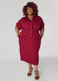 Plus Size Red Denim Dress Plus Size Jean Dress Plus Size Cotton Dress