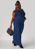 Off The Shoulder Denim Maxi Dress