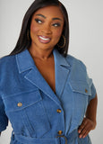 Medium Wash Denim Shirtdress with Collar