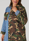 Denim Paneled Camo Shirtdress
