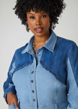 Frayed Two Tone Denim Jumpsuit