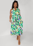 Plus Size A Line Dress Floral Print Maxi Dress Summer Fit Flare Dress