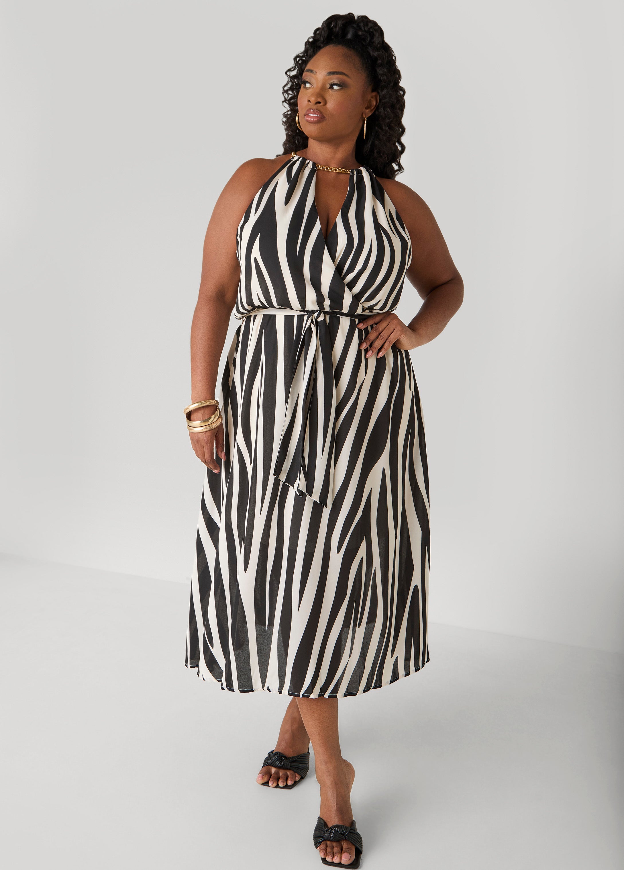 Plus Size A Line Dress Striped Maxi Dress Summer Fit Flare Dress