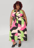 Plus Size A Line Dress Circle Print Maxi Dress Summer Fit Flare Dress