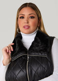 Faux Fur Trimmed Quilted Vest