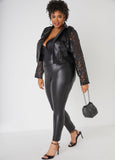 Mesh Paneled Faux Leather Jacket