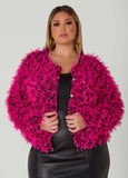 Plus Size Fringe Detailed Mesh Jacket