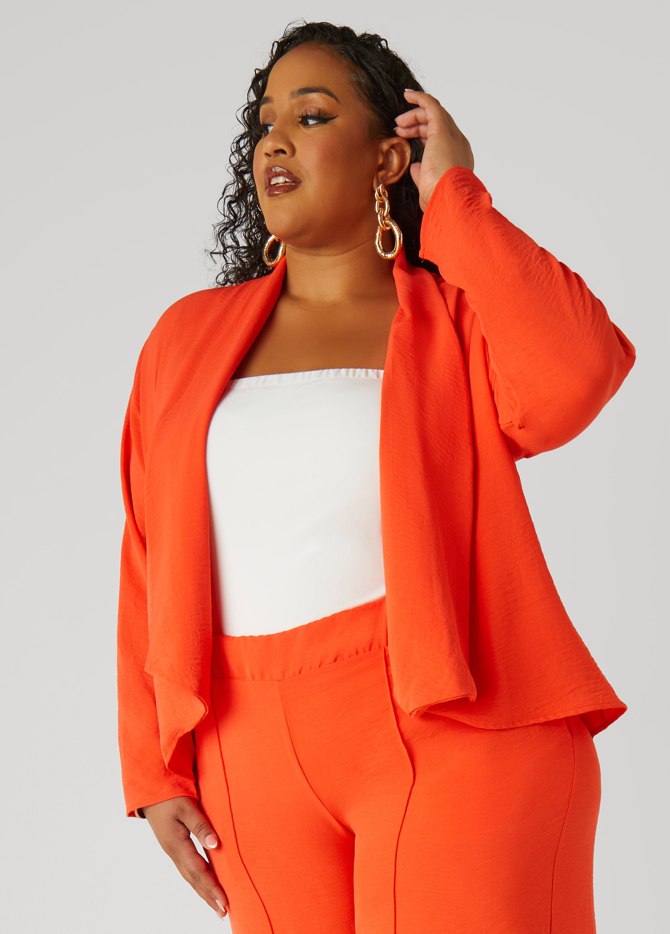 Plus Size Draped Textured Jacket