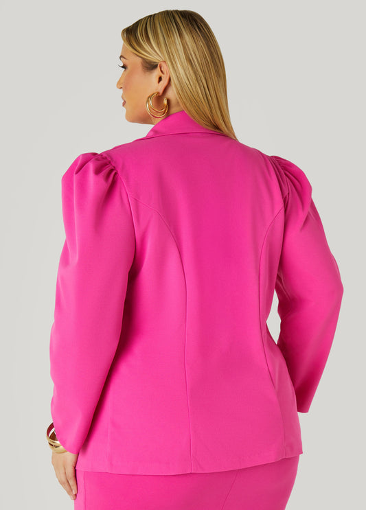 Button Front Crepe Blazer