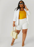 Cuffed Open Front Blazer