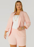 Plus Size Cuffed Open Front Blazer