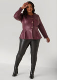 Faux Leather Peplum Jacket
