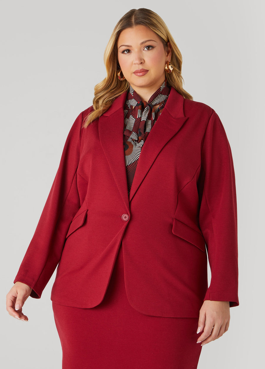 Plus Size Button Front Blazer