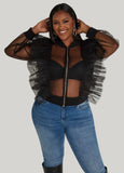 Plus Size Ruffled Tulle Jacket