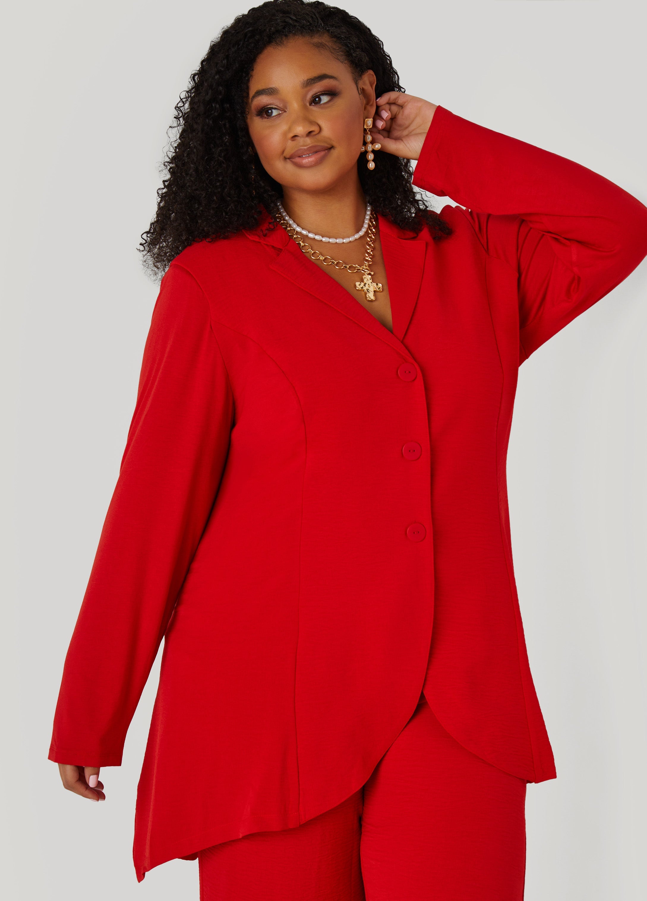 Plus Size Textured Paneled Jacket