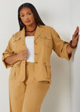 Plus Size Woven Cargo Jacket