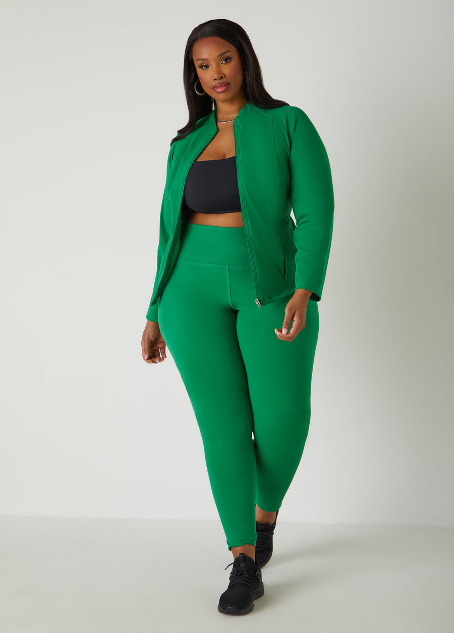 Plus Size High Waist Knit Athletic Leggings