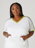 Plus Size Striped French Terry Hi Low Top