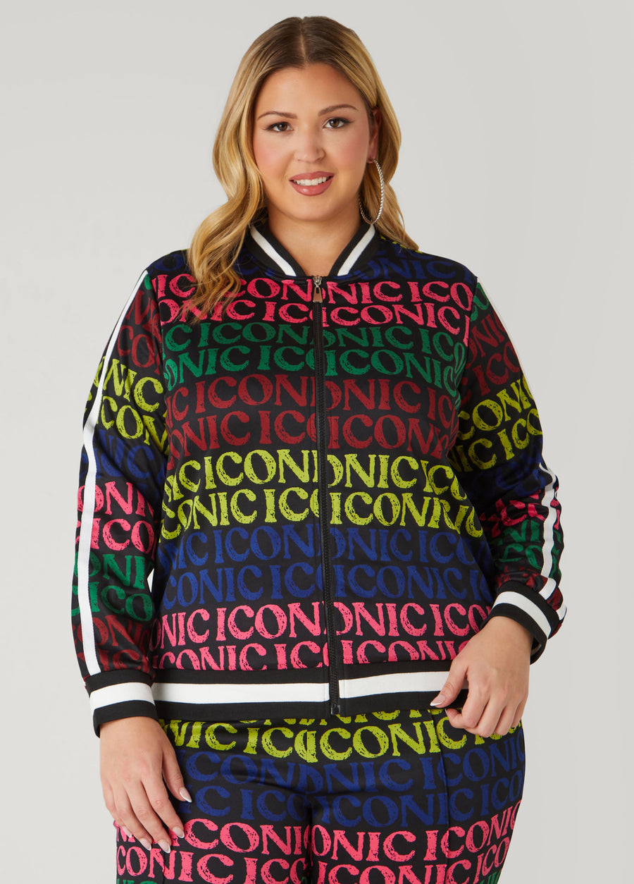Plus Size Iconic Print Track Jacket