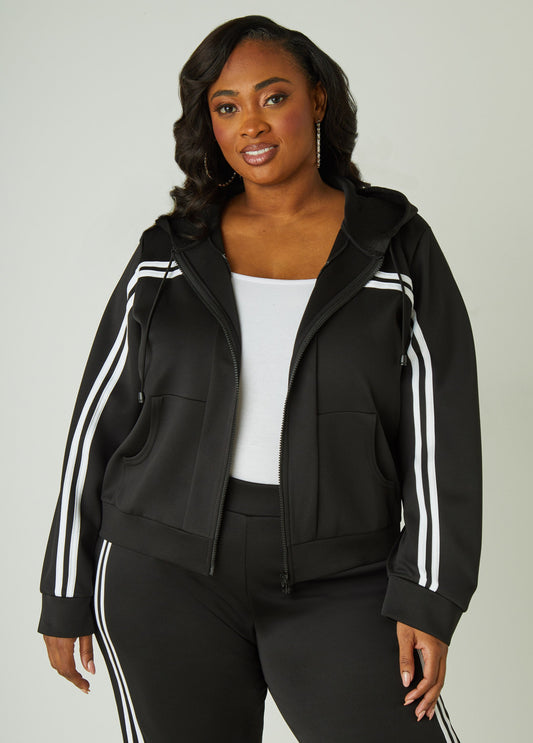 Striped Hooded Track Jacket