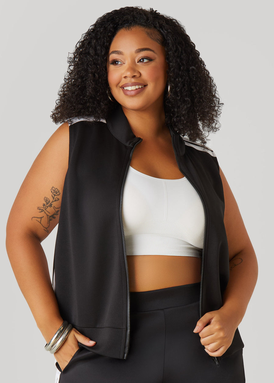 Plus Size Striped Track Vest