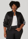 Plus Size Striped Zip Front Jacket