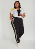 Plus Size Striped Fashion Joggers Athletic Streetwear Set