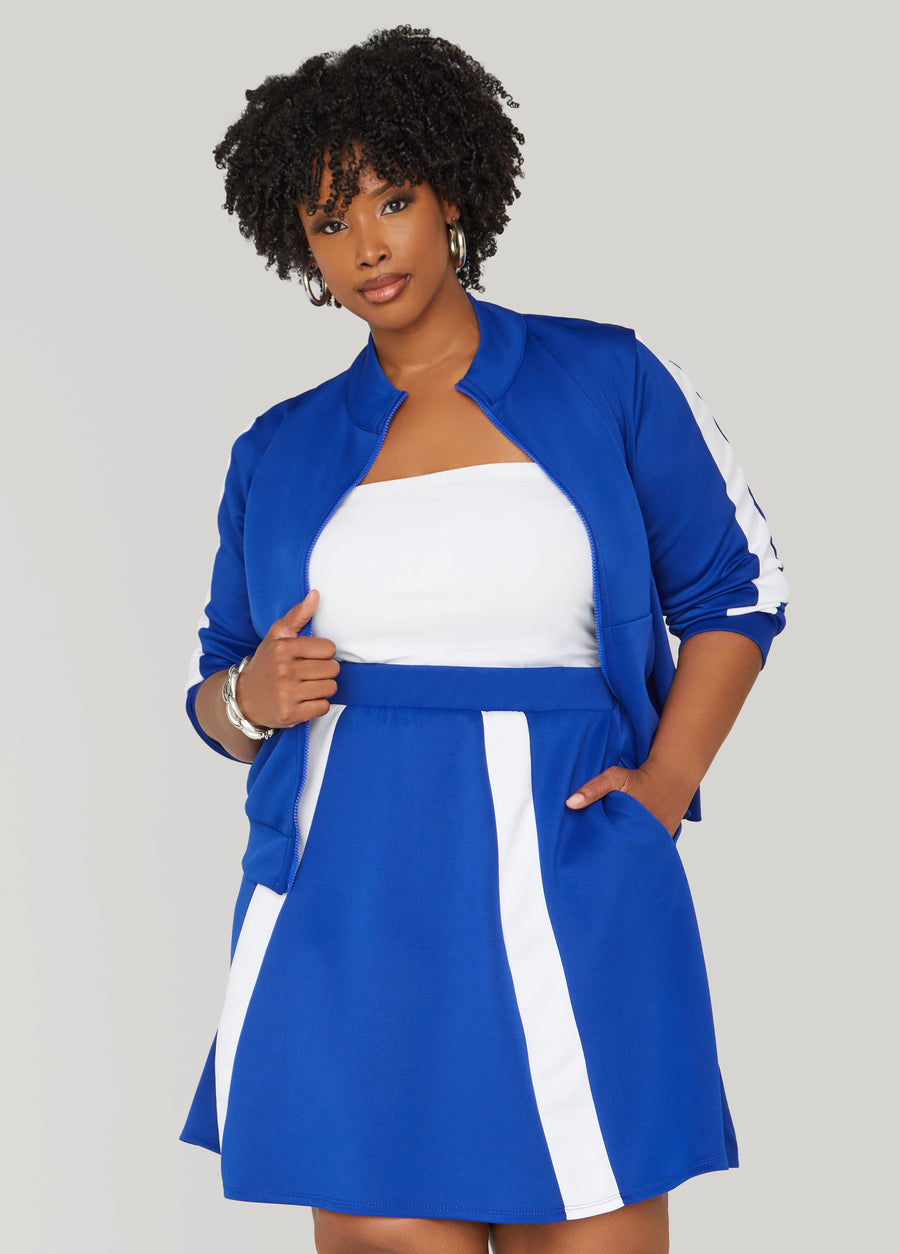 Plus Size Stripe Trimmed Tennis Skirt