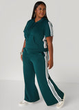 Plus Size Stripe Wide Leg Track Pants