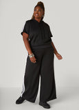 Plus Size Striped Wide Leg Track Pants