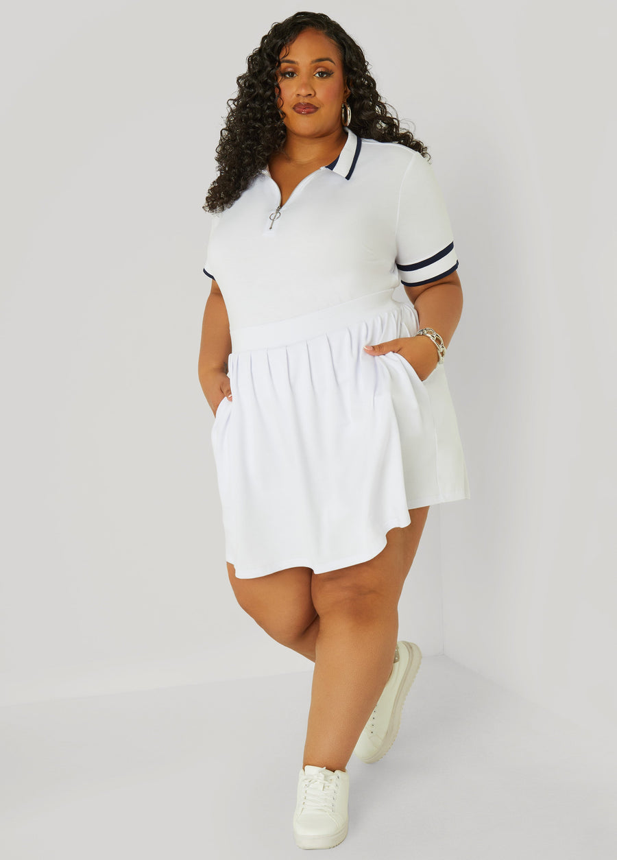 Plus Size Zip Front Polo Shirt