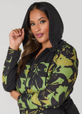 Floral Print Paneled Hoodie
