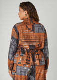 Newspaper Print Drawstring Jacket
