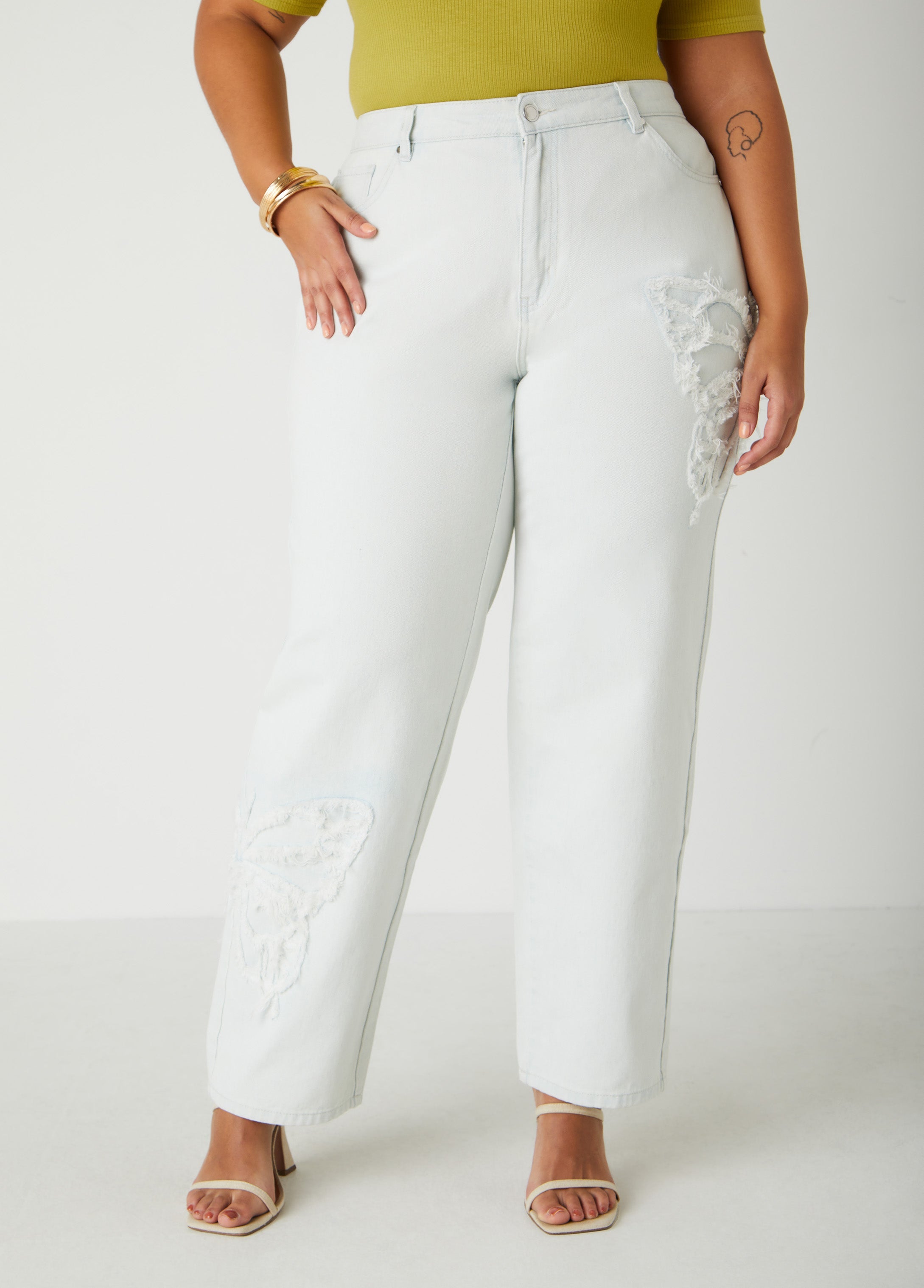 Plus Size Butterfly Straight Leg Jeans