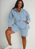 High Waist Denim Bermuda Shorts