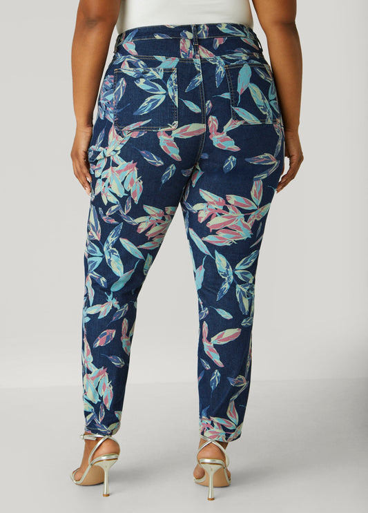Leaf Print Skinny Jeans