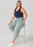 Plus Size Seam Detailed Straight Leg Jeans