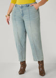 Plus Size Seam Detailed Straight Leg Jeans