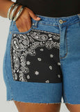 Bandana Print Denim Shorts