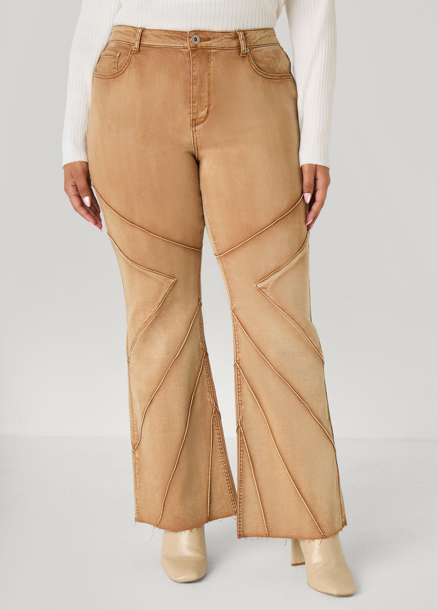 Plus Size Seamed High Rise Flared Jeans