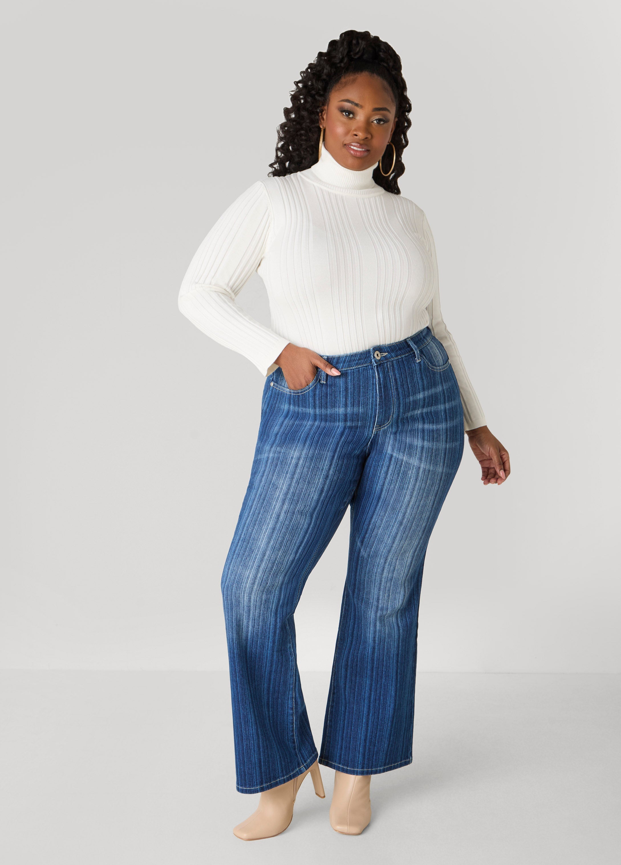 Plus Size Flared Jeans Flare Leg Bootcut Jeans High Waist Jeans