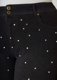 Cuffed Crystal Denim Capris