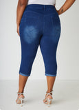Cuffed Crystal Denim Capris