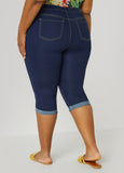 Cuffed Mid Rise Denim Capris
