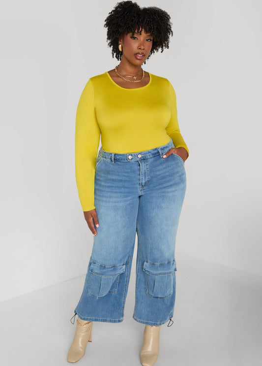 Drawstring Wide Leg Jeans
