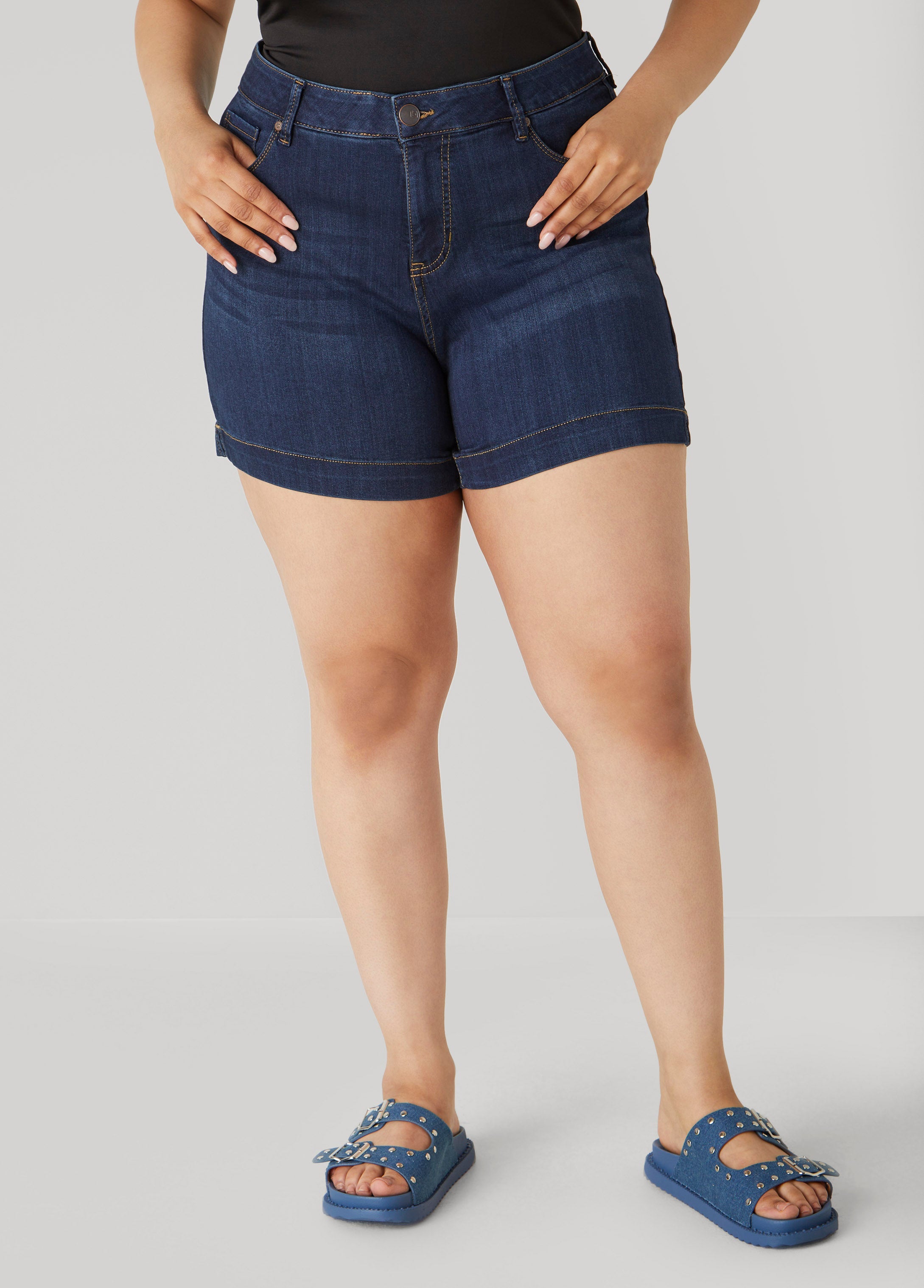 Plus Size Mid Rise Denim Shorts
